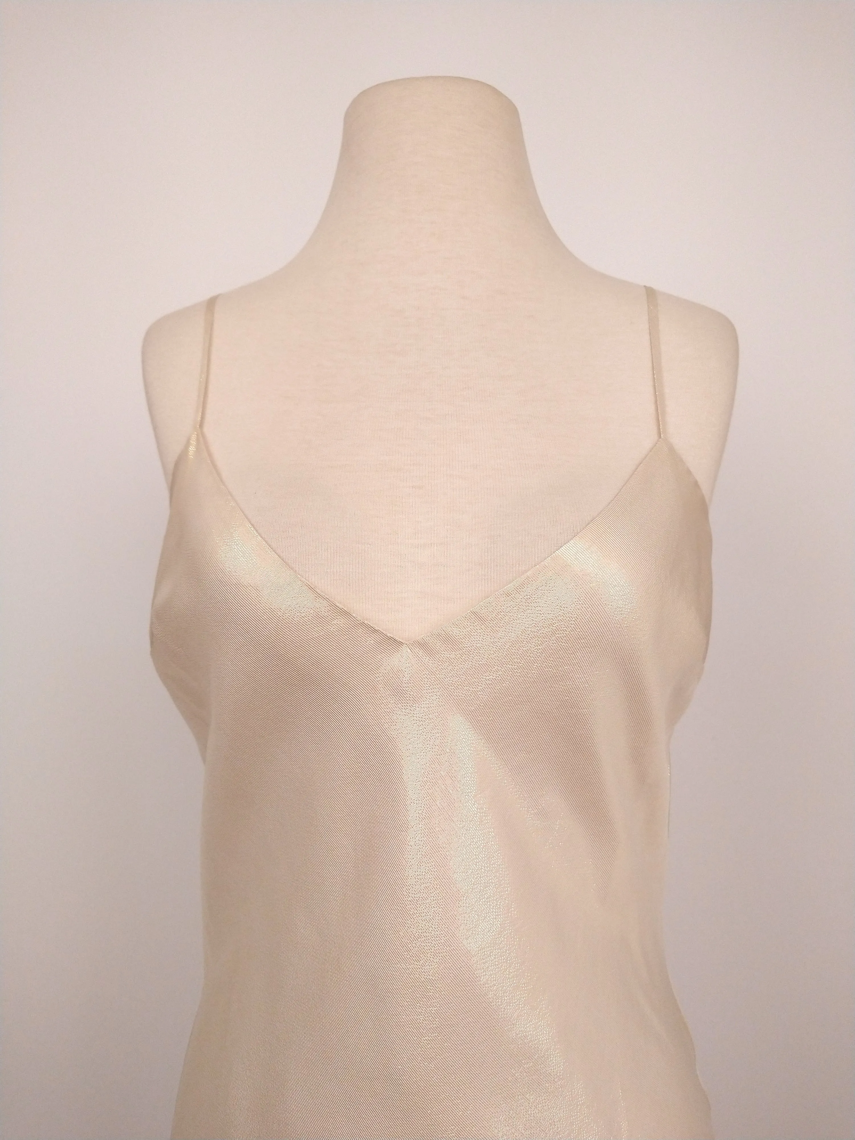 00's Sexy Shimmering Gold Mini Slip Dress by Valentina Kova