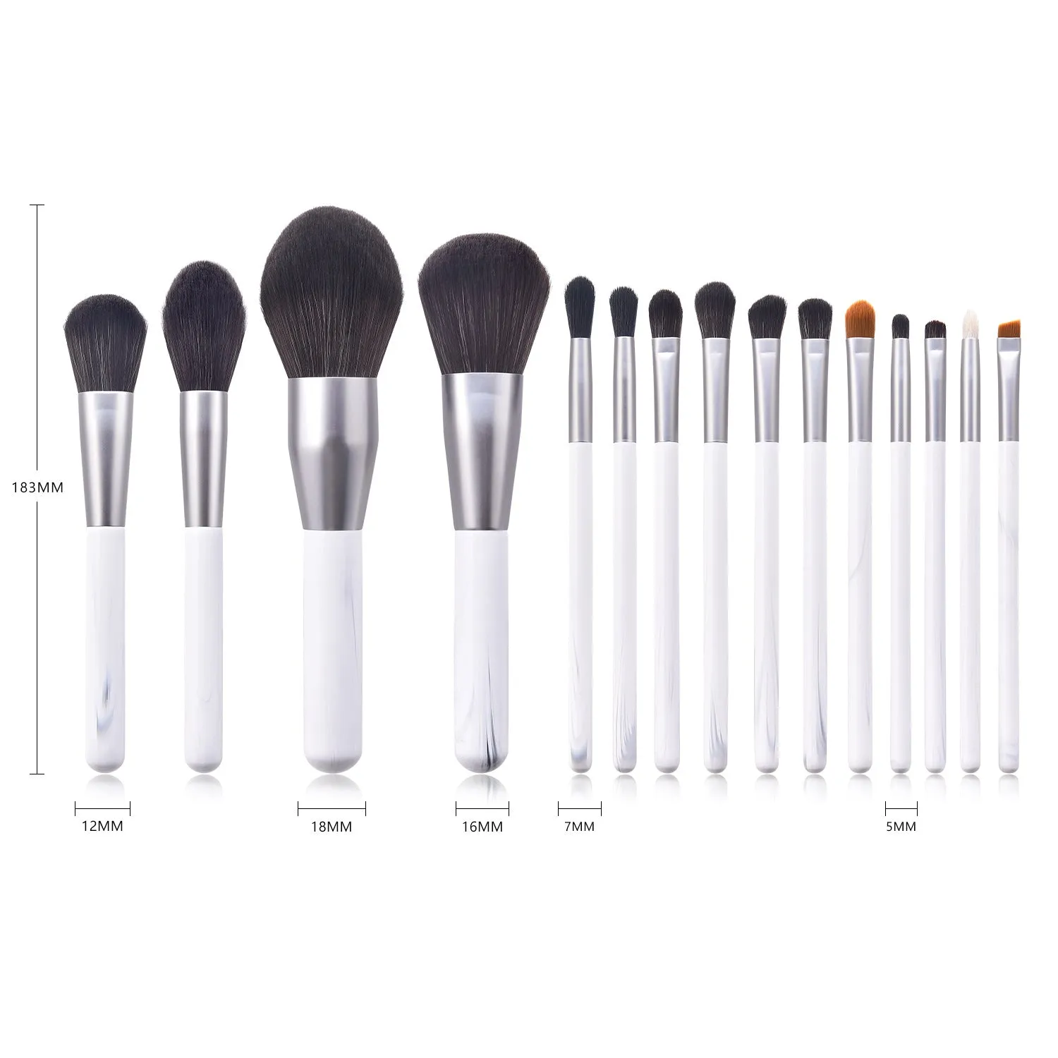 15 Piece Designer Pro Sleek Brush Set - MQO 12 pcs