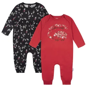 2-Pack Baby Girls Wish & Leaves Rompers