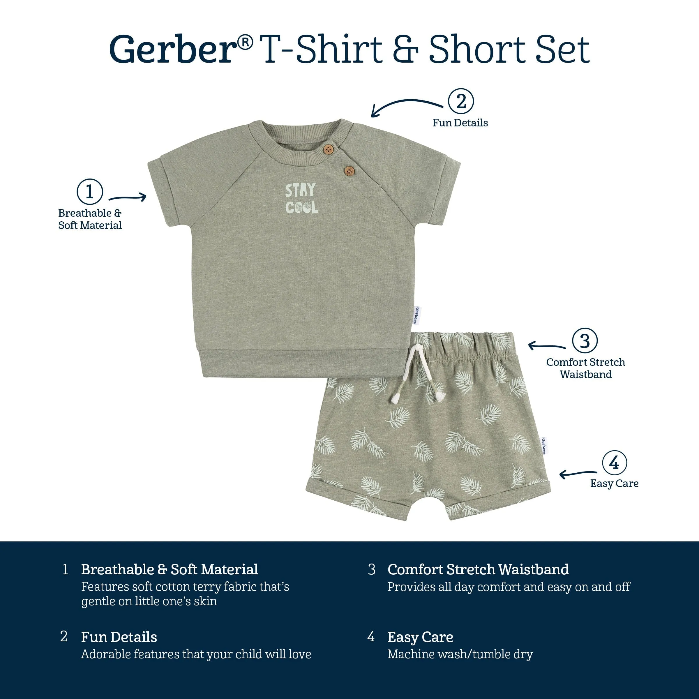 2-Piece Baby Boys Palms T-Shirt and Shorts Set