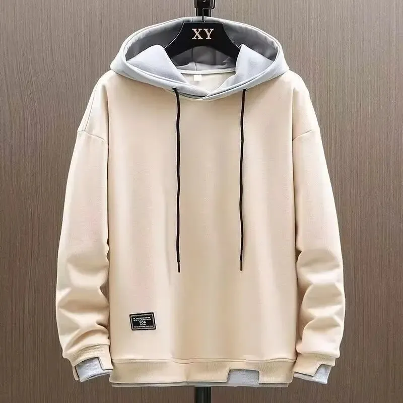 2023 Autumn Men Hoodies High Street Pullover Long Sleeve Patchwork Sweatshirt Men Fashion Streetwear Hoodie Harajuku