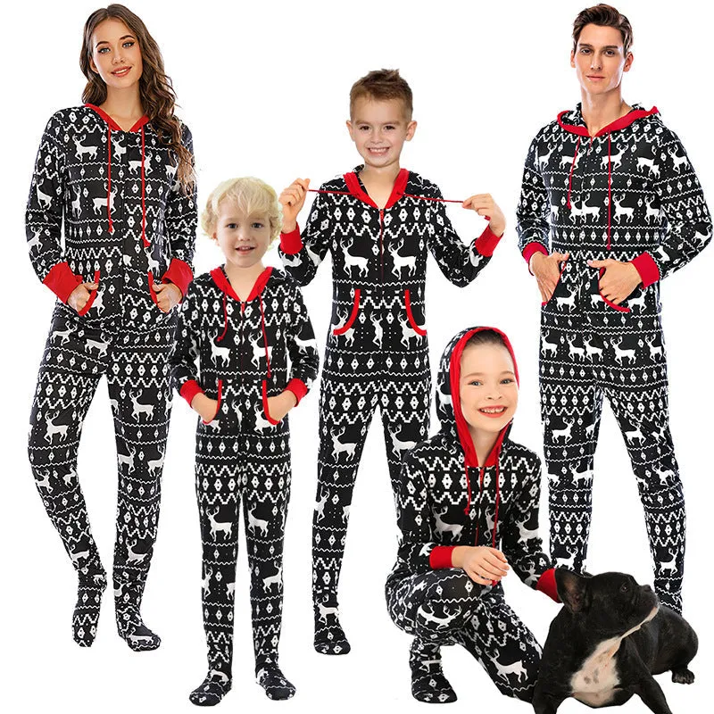 2024 New Family Christmas Matching One-Piece Pullover Pajama Set