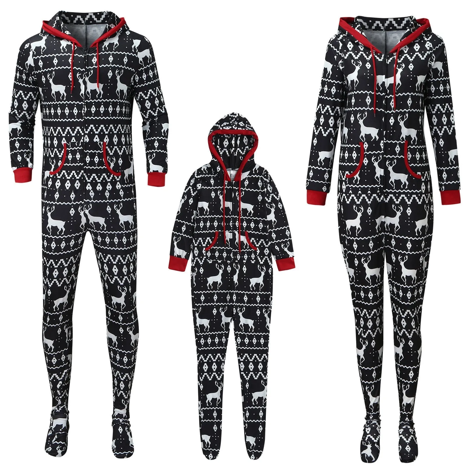 2024 New Family Christmas Matching One-Piece Pullover Pajama Set