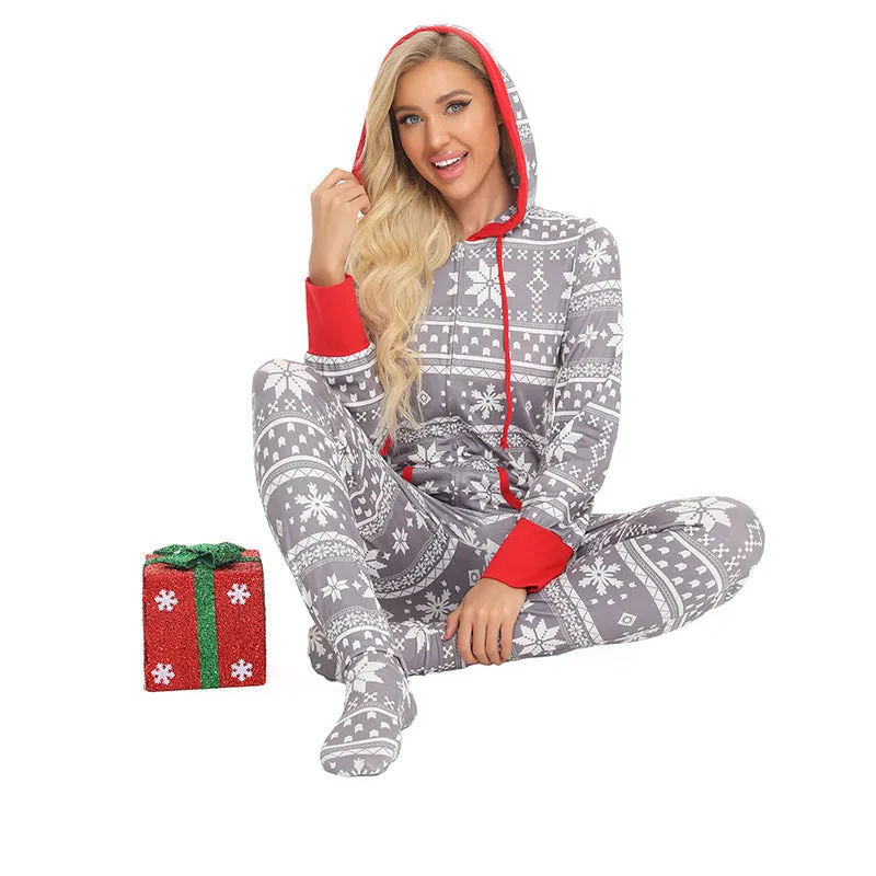 2024 New Family Christmas Matching One-Piece Pullover Pajama Set