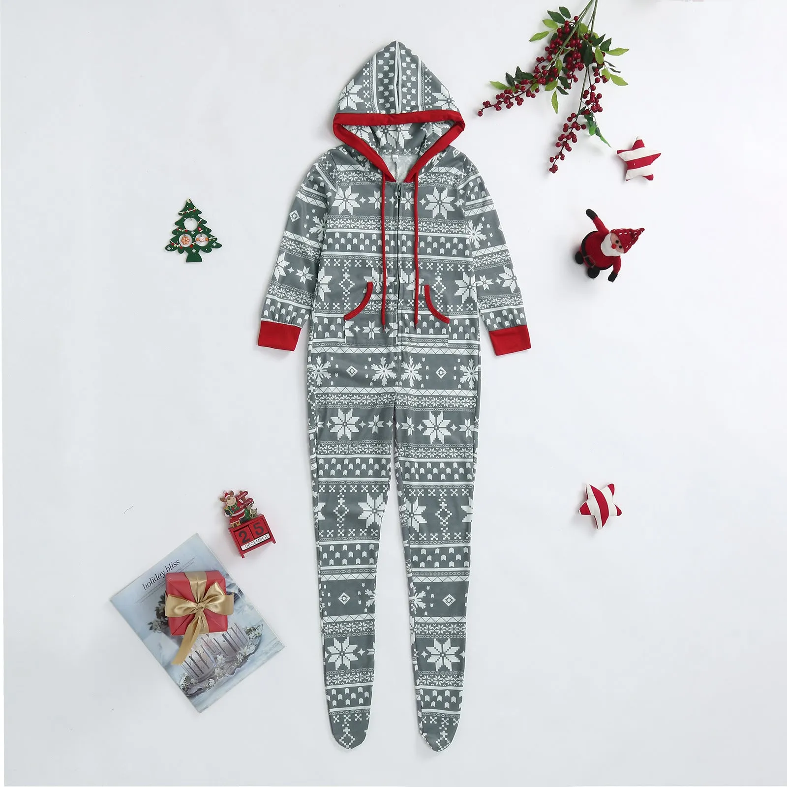 2024 New Family Christmas Matching One-Piece Pullover Pajama Set