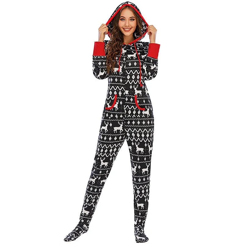 2024 New Family Christmas Matching One-Piece Pullover Pajama Set