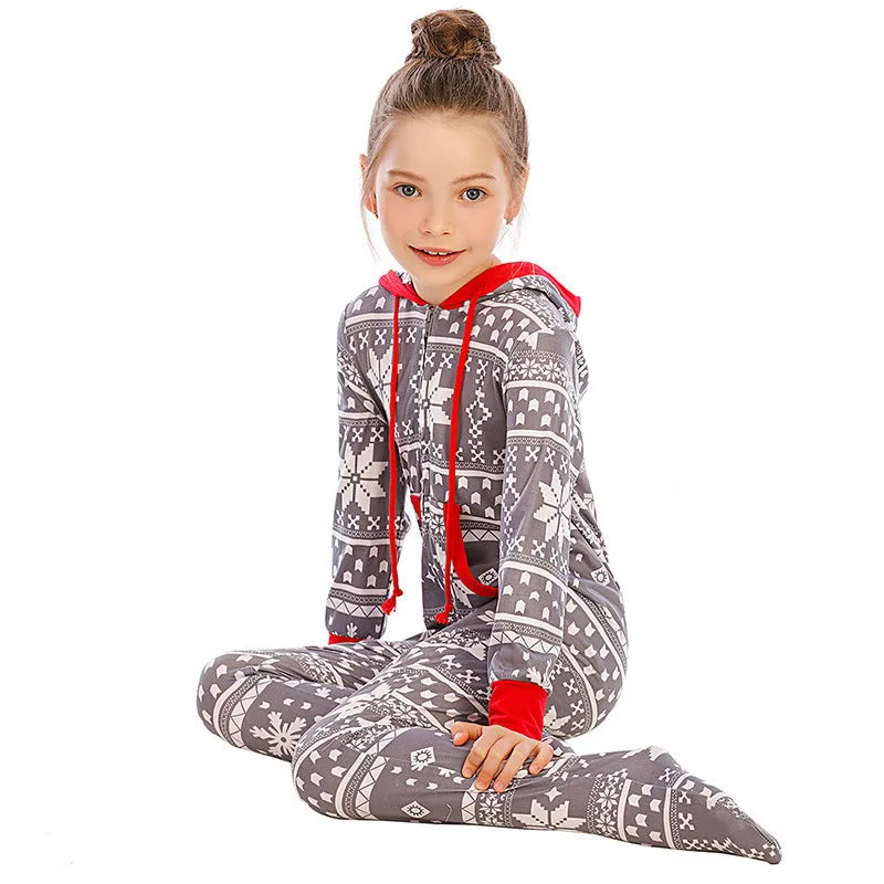 2024 New Family Christmas Matching One-Piece Pullover Pajama Set