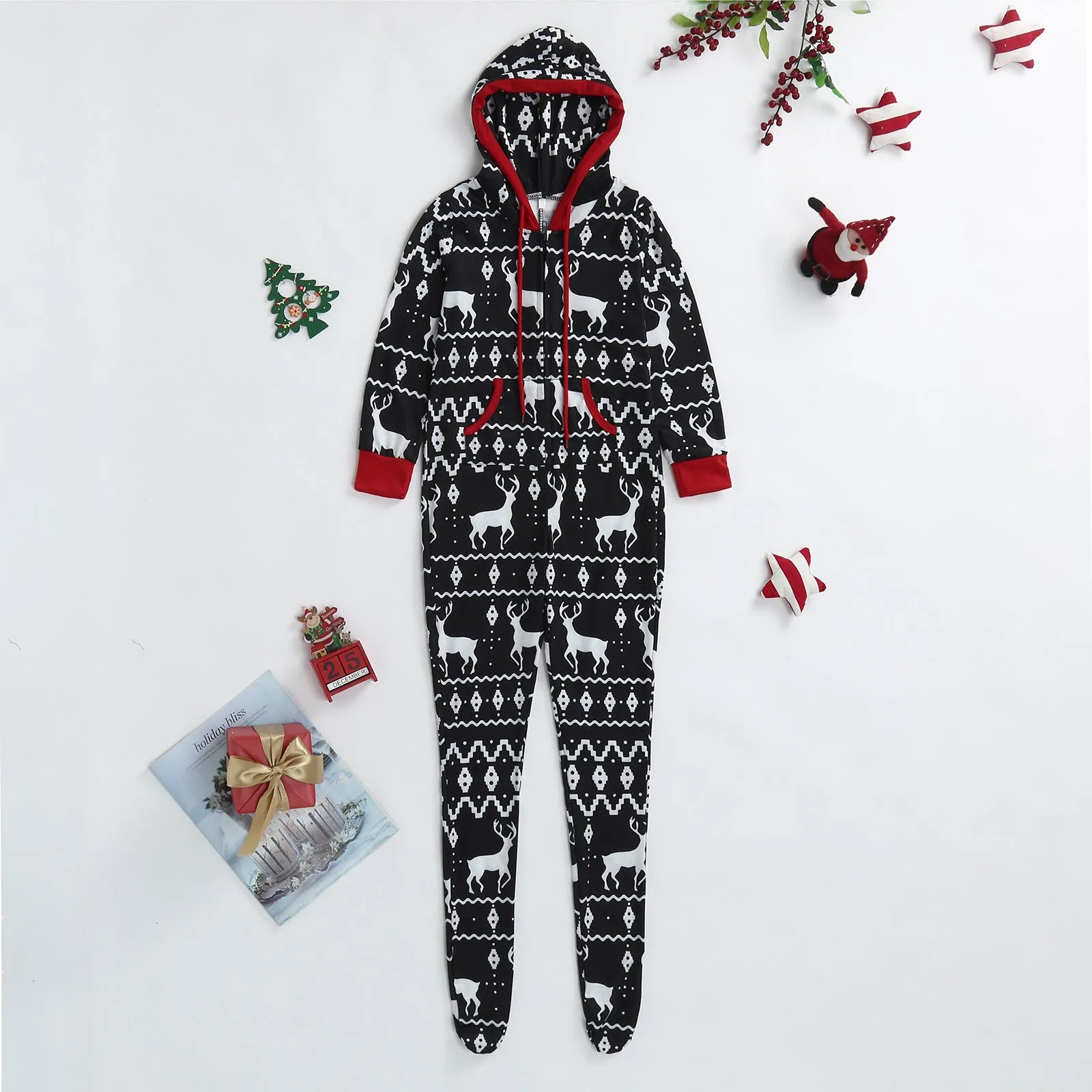 2024 New Family Christmas Matching One-Piece Pullover Pajama Set