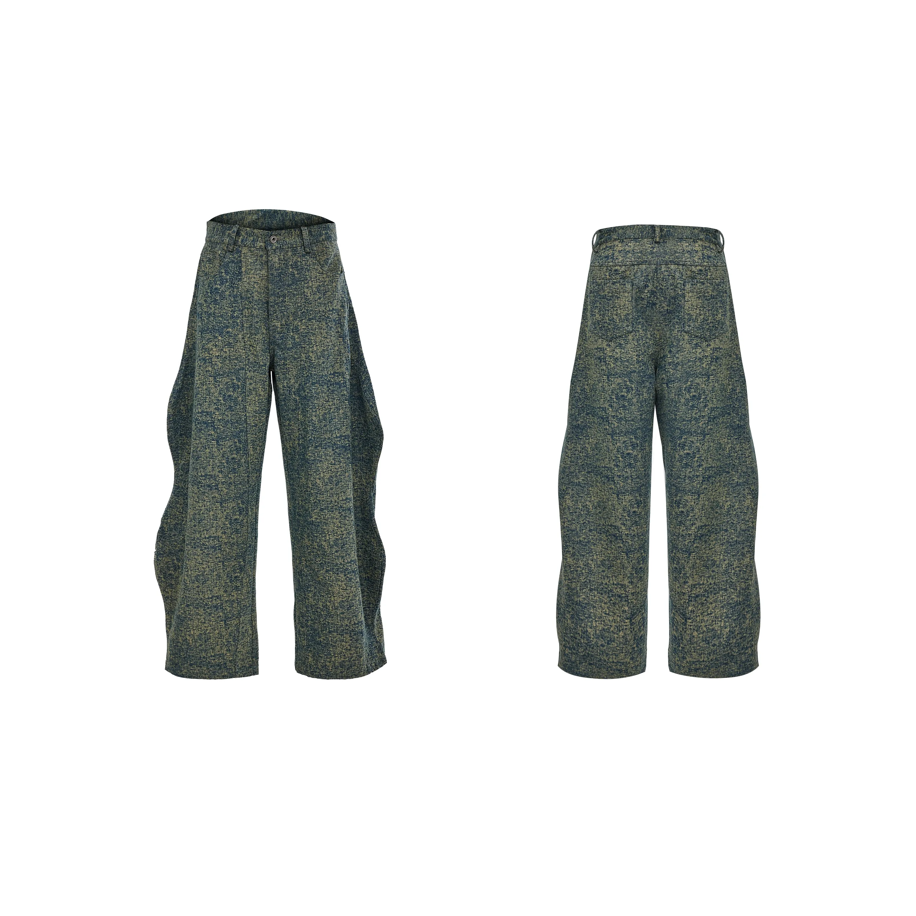 【24s Oct.】Oil Painting Pioneer Vintage Print Special-Shaped Embossed Texture Denim Suit