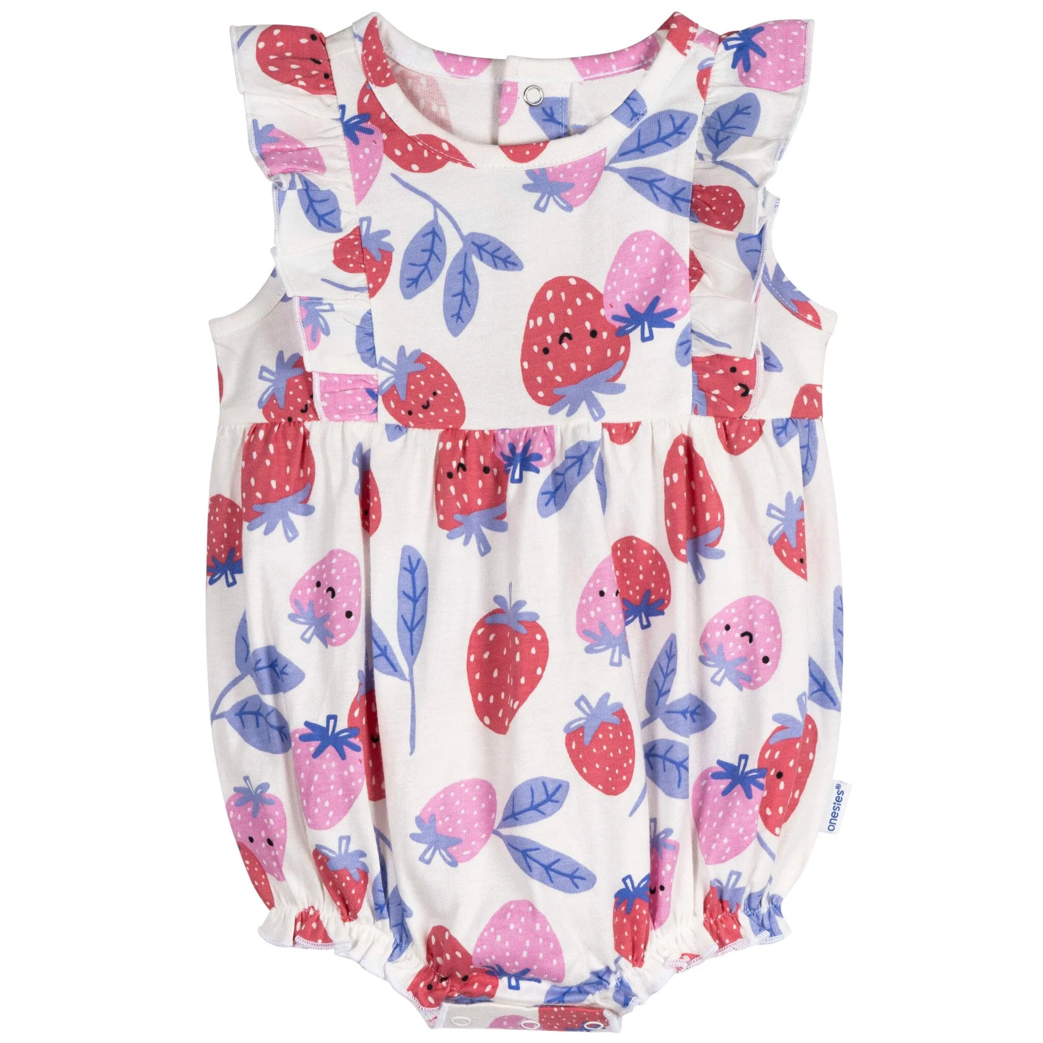 3-Pack Baby Girls Strawberries Rompers