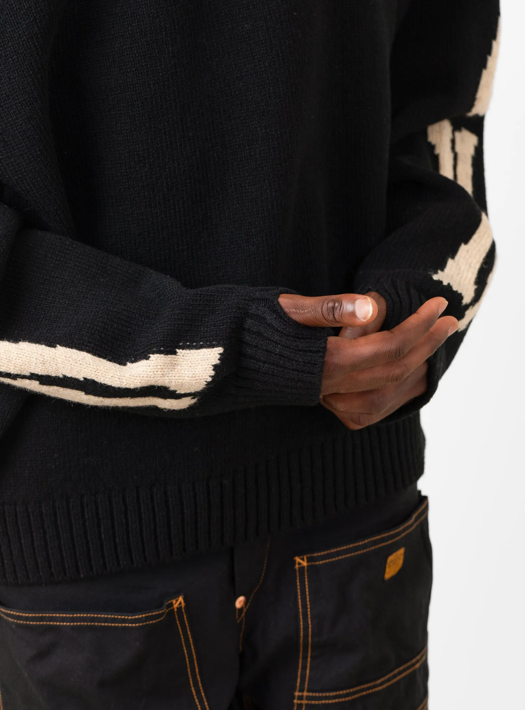 5G Wool Bone Crew Sweater Black