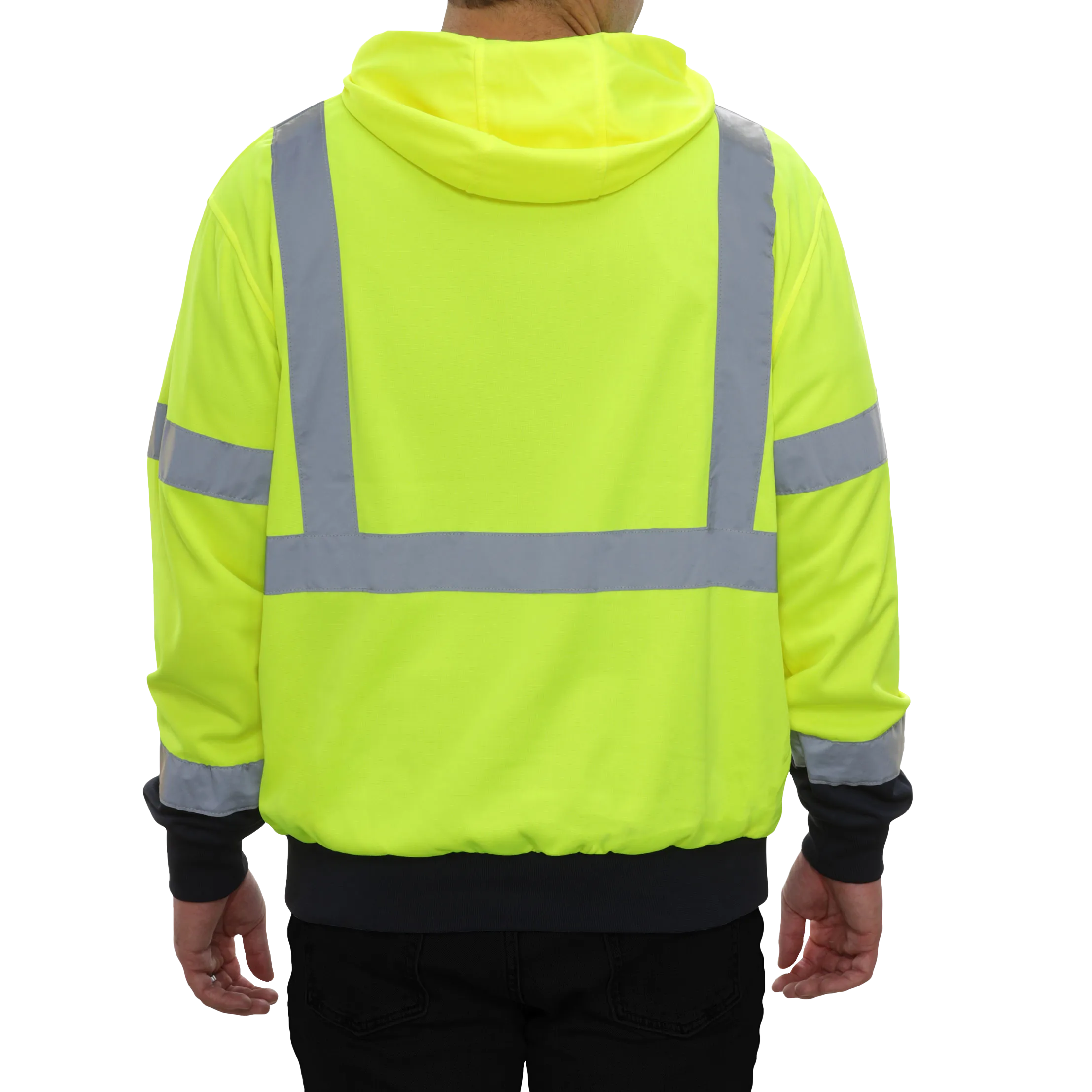 604GTLN Safety Hoodie: Hi-Vis Jacket 2-Tone Pullover: 7 oz. Lime & Navy