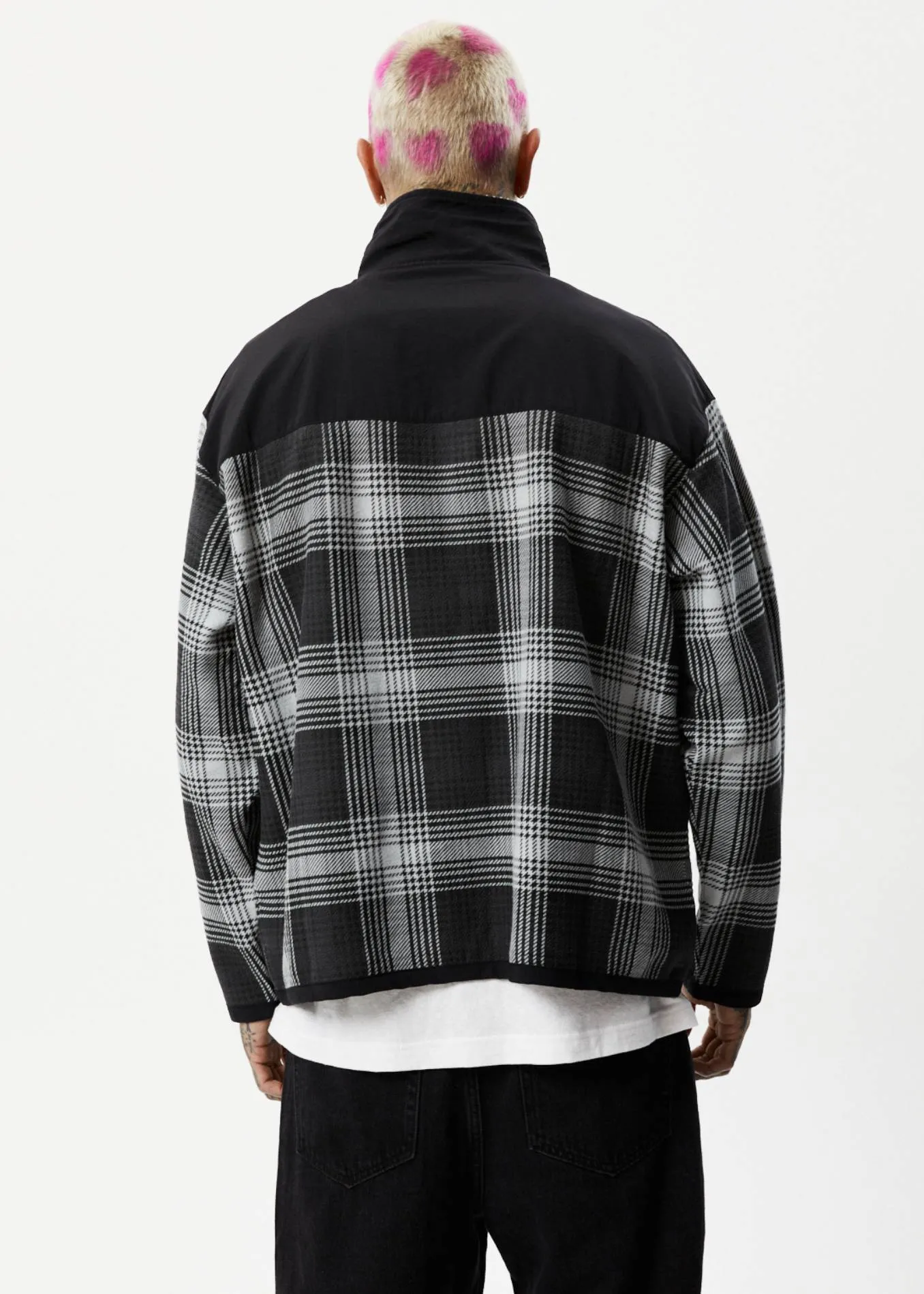 AFENDS Mens Nobody - Fleece Pullover - Black Check