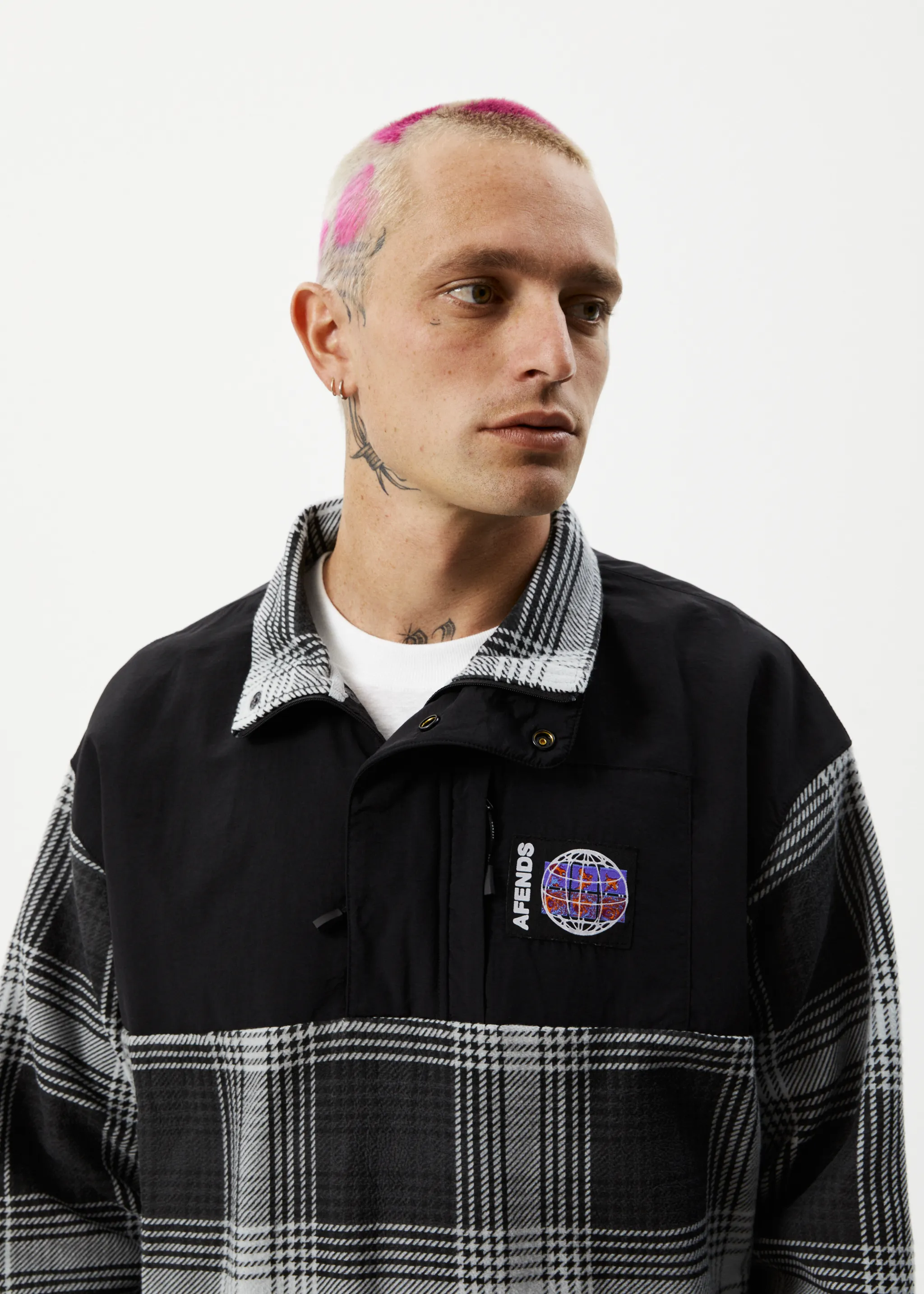 AFENDS Mens Nobody - Fleece Pullover - Black Check