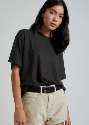 Afends Womens Slay - Hemp Oversized Tee - Raven