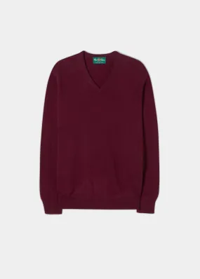 Albury Geelong Wool Jumper in Claret - Regular Fit