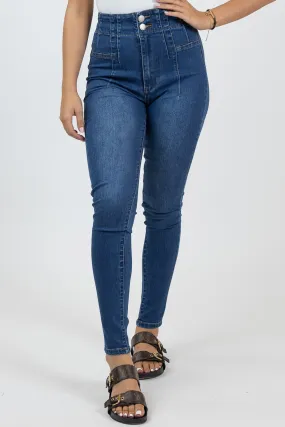 Amara Detailed High Waist Skinny Jeans