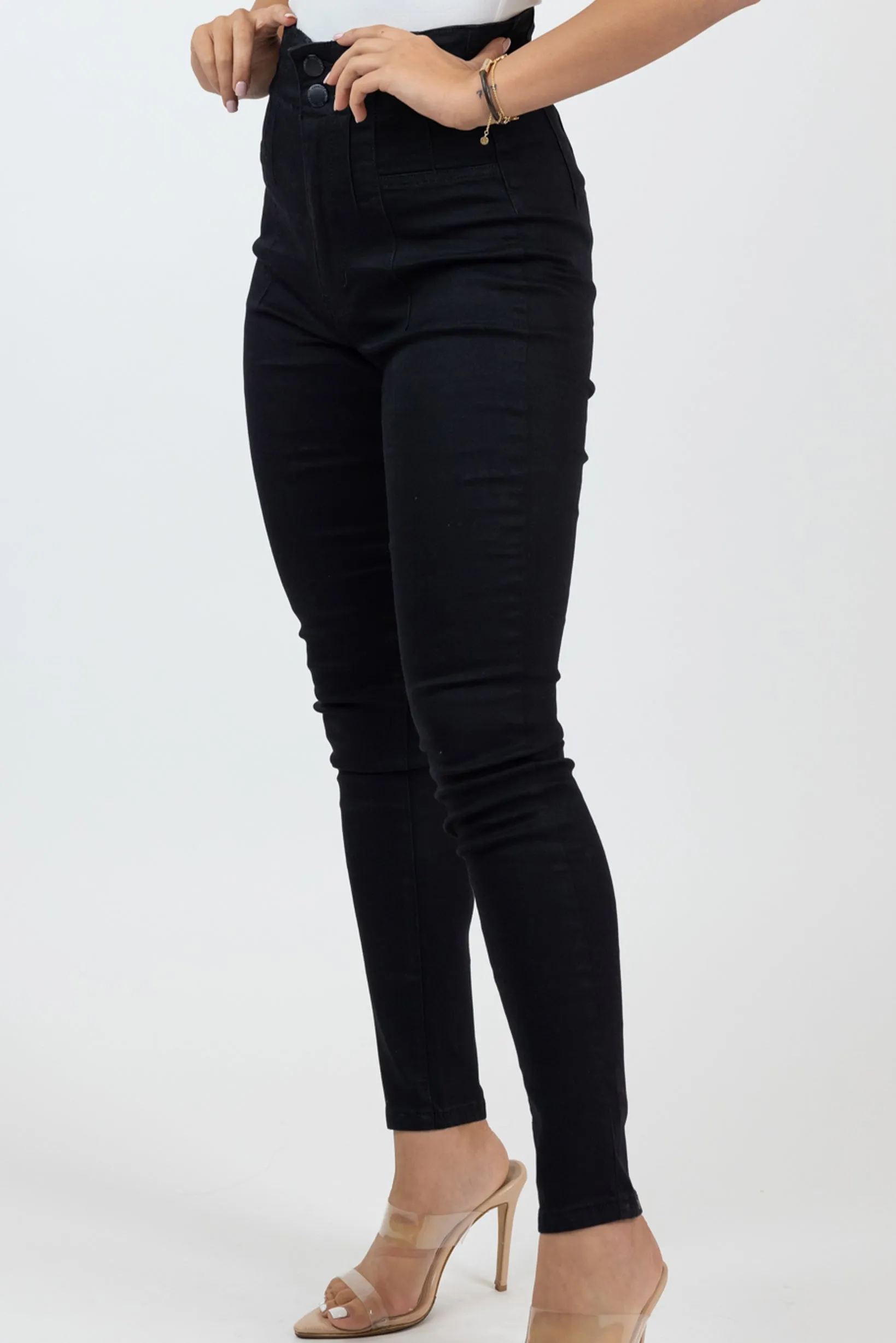 Amara Detailed High Waist Skinny Jeans