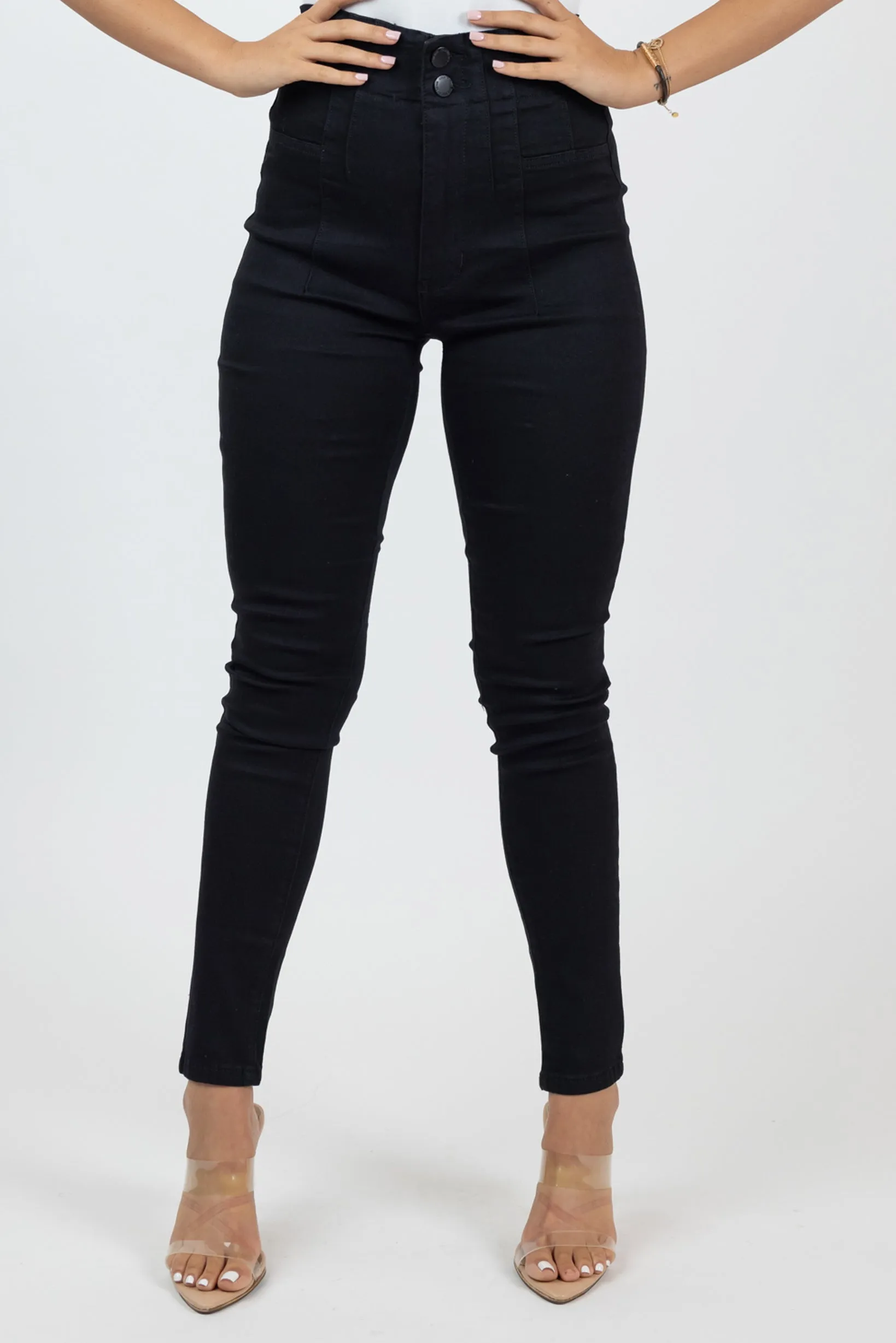 Amara Detailed High Waist Skinny Jeans