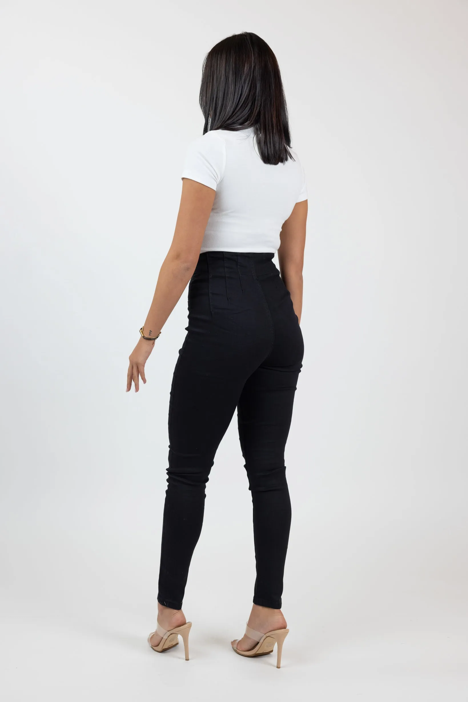 Amara Detailed High Waist Skinny Jeans