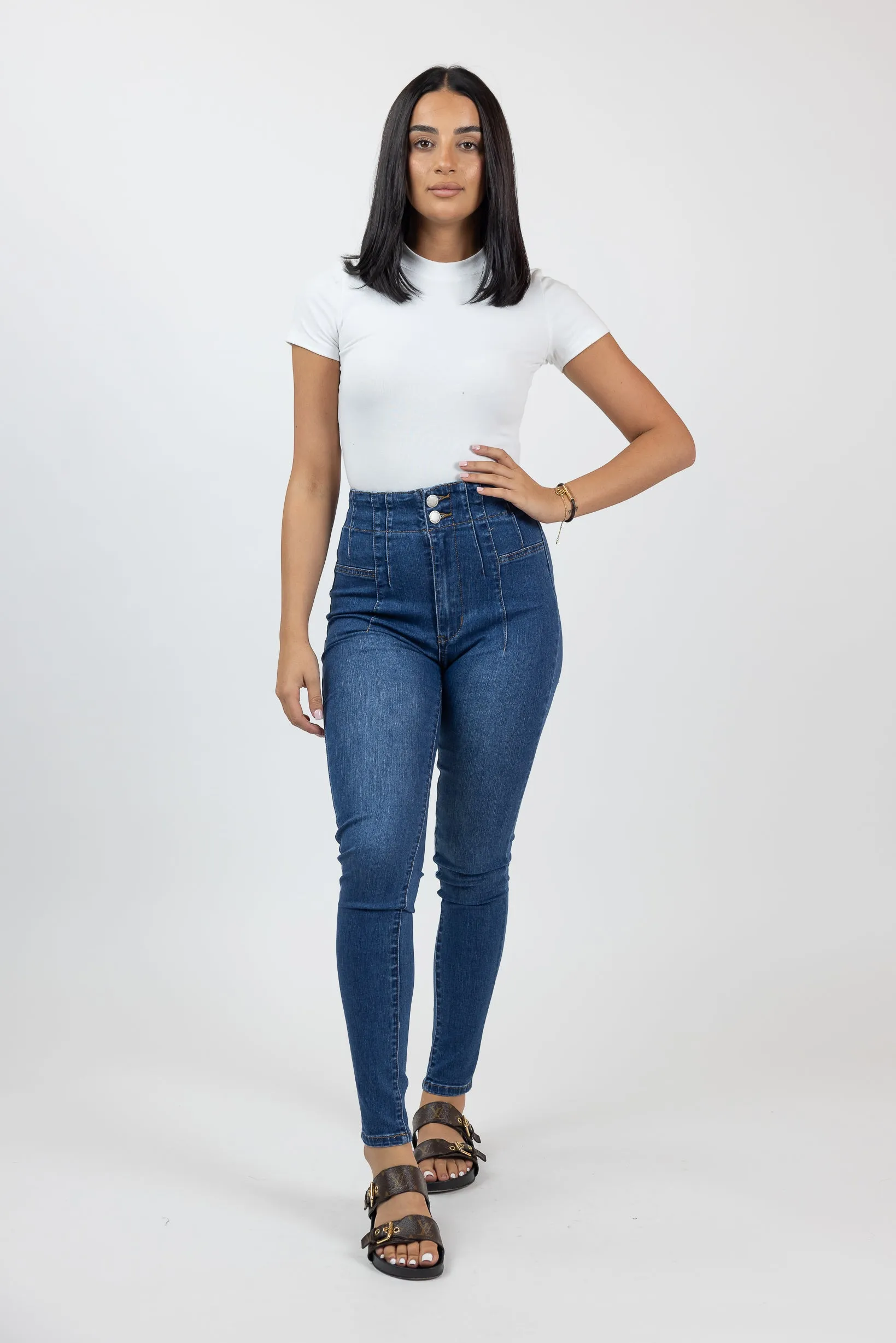 Amara Detailed High Waist Skinny Jeans