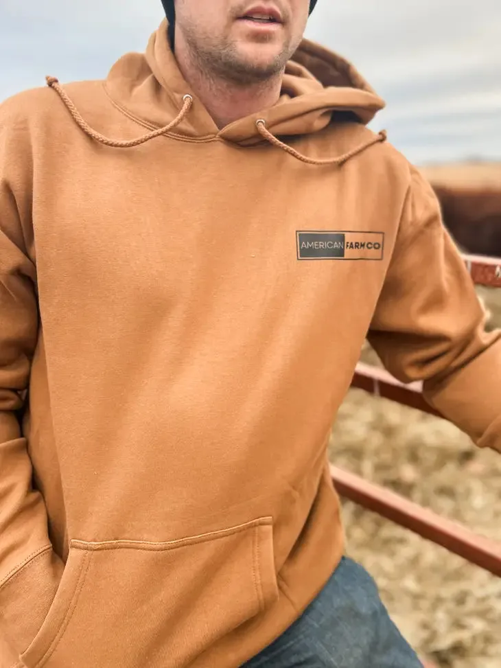 American Farm Co."God Bless the American Farmer" Hoodie in Light Brown