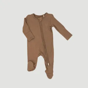 Angel Dear Baby 2 Way Zipper Bamboo Footie - Mocha