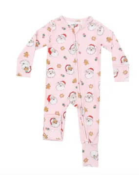 Angel Dear Baby Pink Vintage Santa 2 Way Zipper Romper