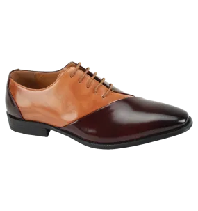 Antonio cerrelli burgundy and tan men's lace up dress shoes two tone