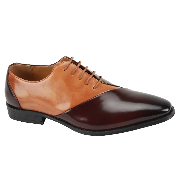 Antonio cerrelli burgundy and tan men's lace up dress shoes two tone