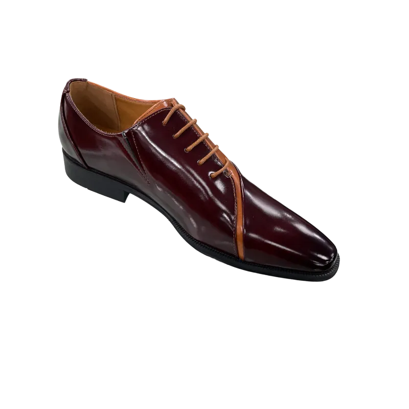 Antonio cerrelli burgundy and tan men's lace up dress shoes two tone