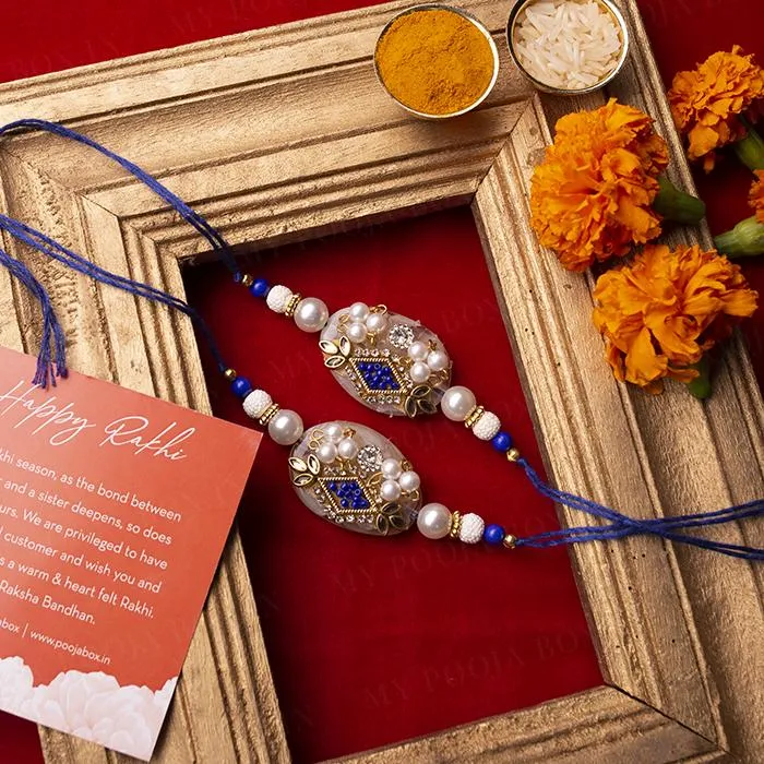 Artistic Blue Rakhi For Bhaiya