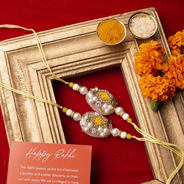 Artistic Yellow Rakhi For Bhaiya