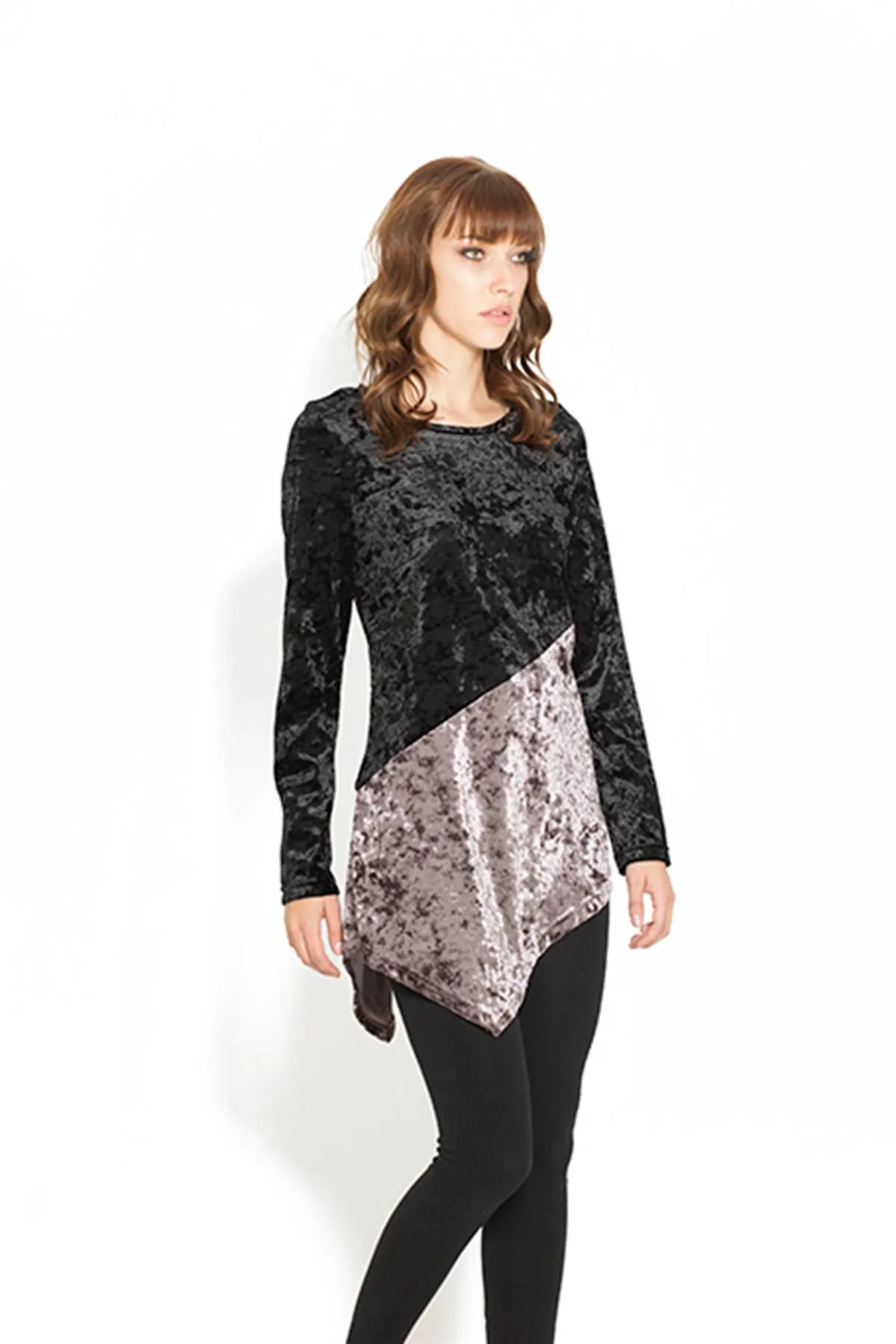 B939-C Crushed Velvet Asymmetrical Top