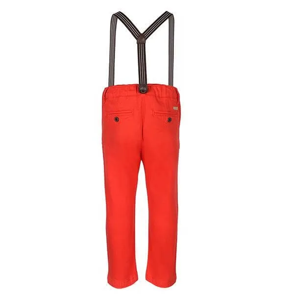 BABY BOYS RED CHINOS TROUSER AND SUSPENDER