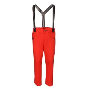 BABY BOYS RED CHINOS TROUSER AND SUSPENDER