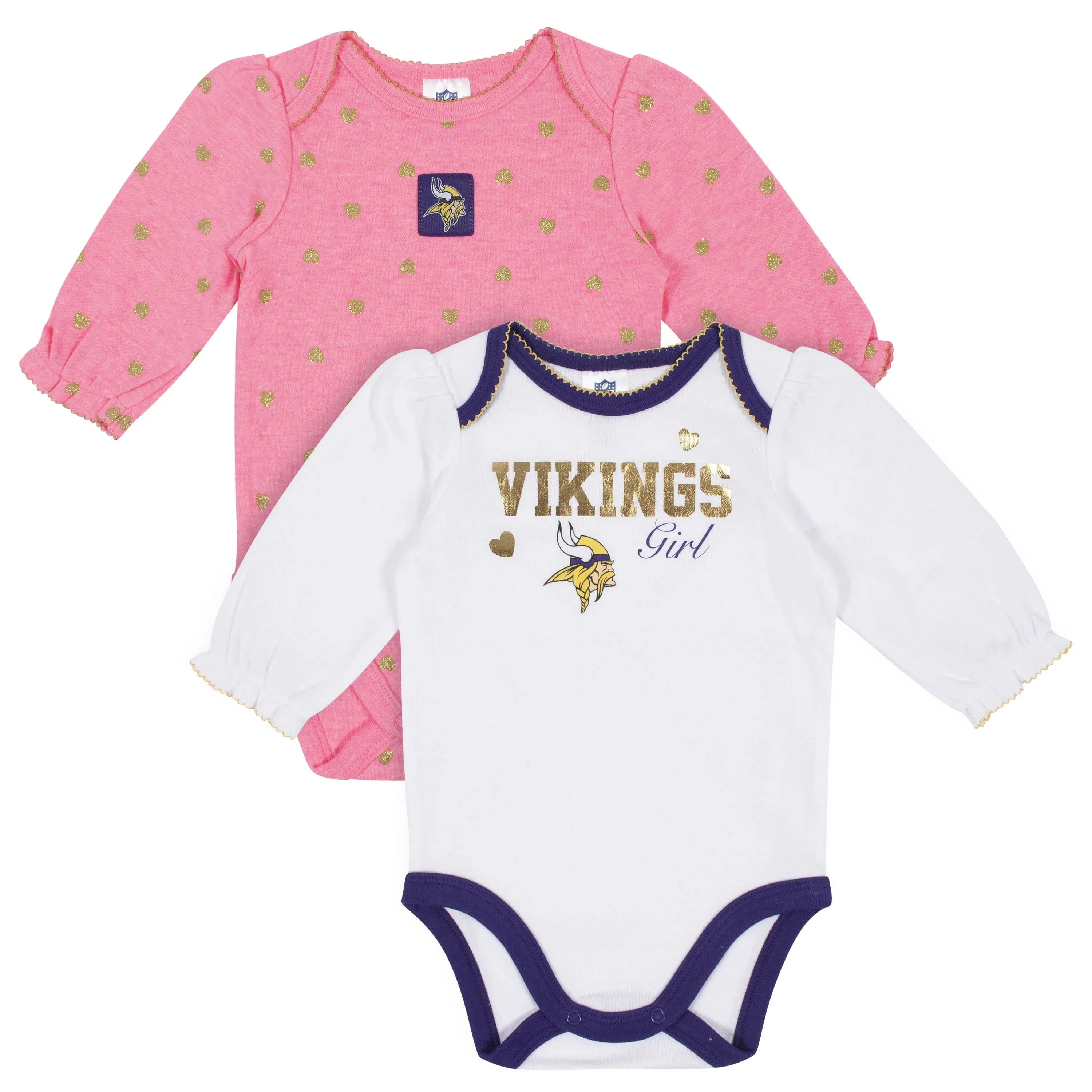 Baby Girls Minnesota Vikings Long Sleeve Bodysuit, 2-pack 