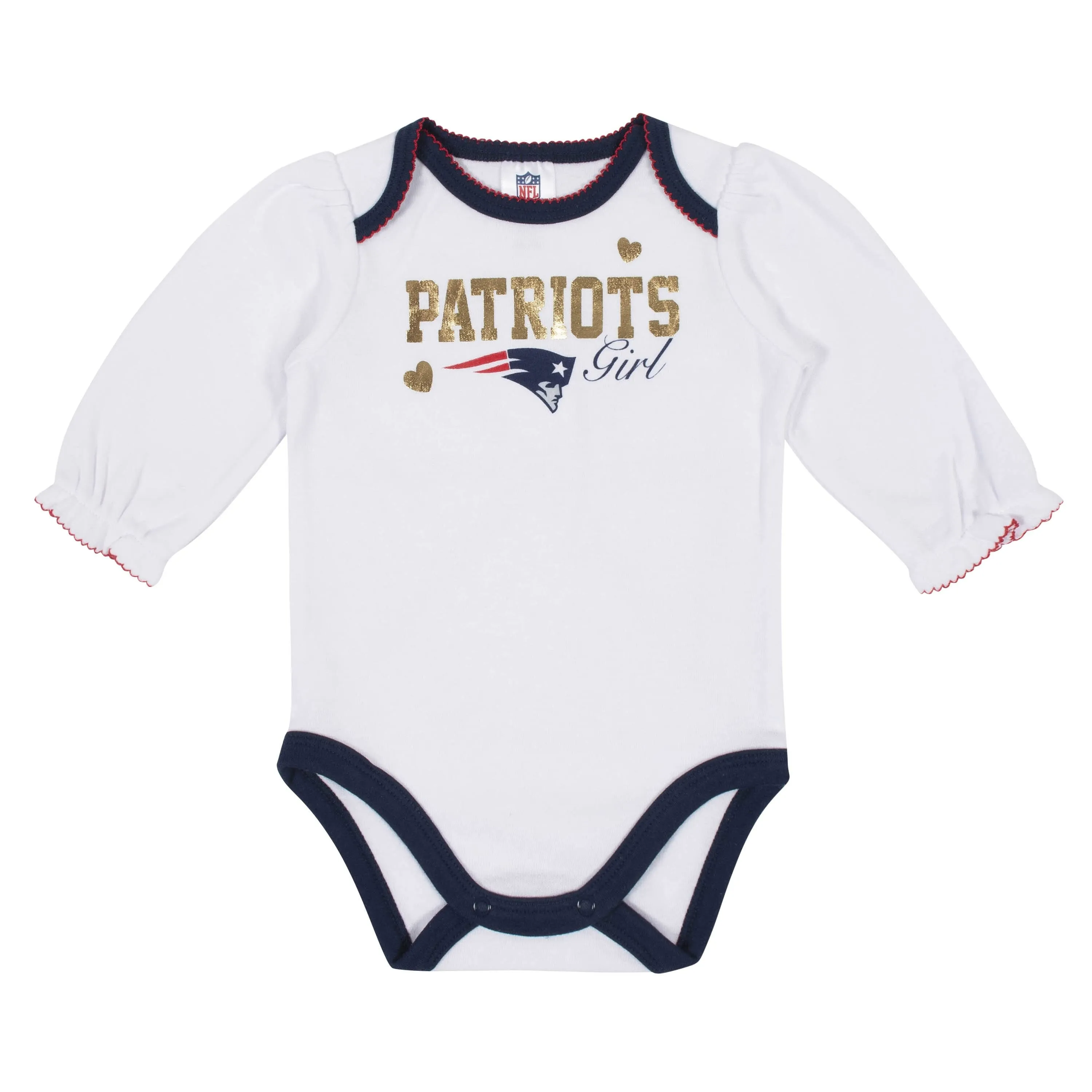 Baby Girls New England Patriots Long Sleeve Bodysuit, 2-pack 