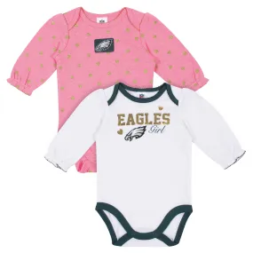 Baby Girls Philadelphia Eagles Long Sleeve Bodysuit, 2-pack 