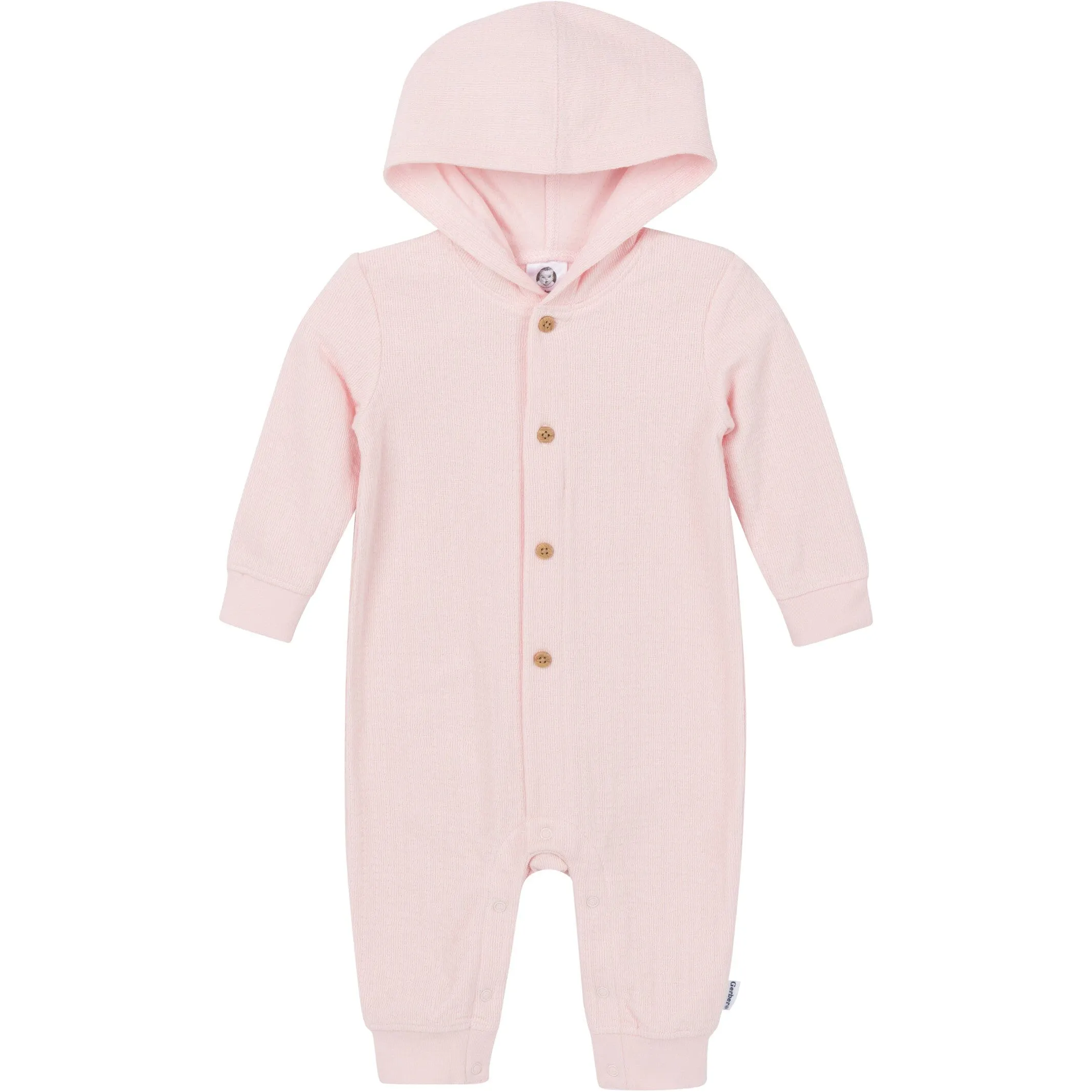 Baby Girls Pink Hooded Romper