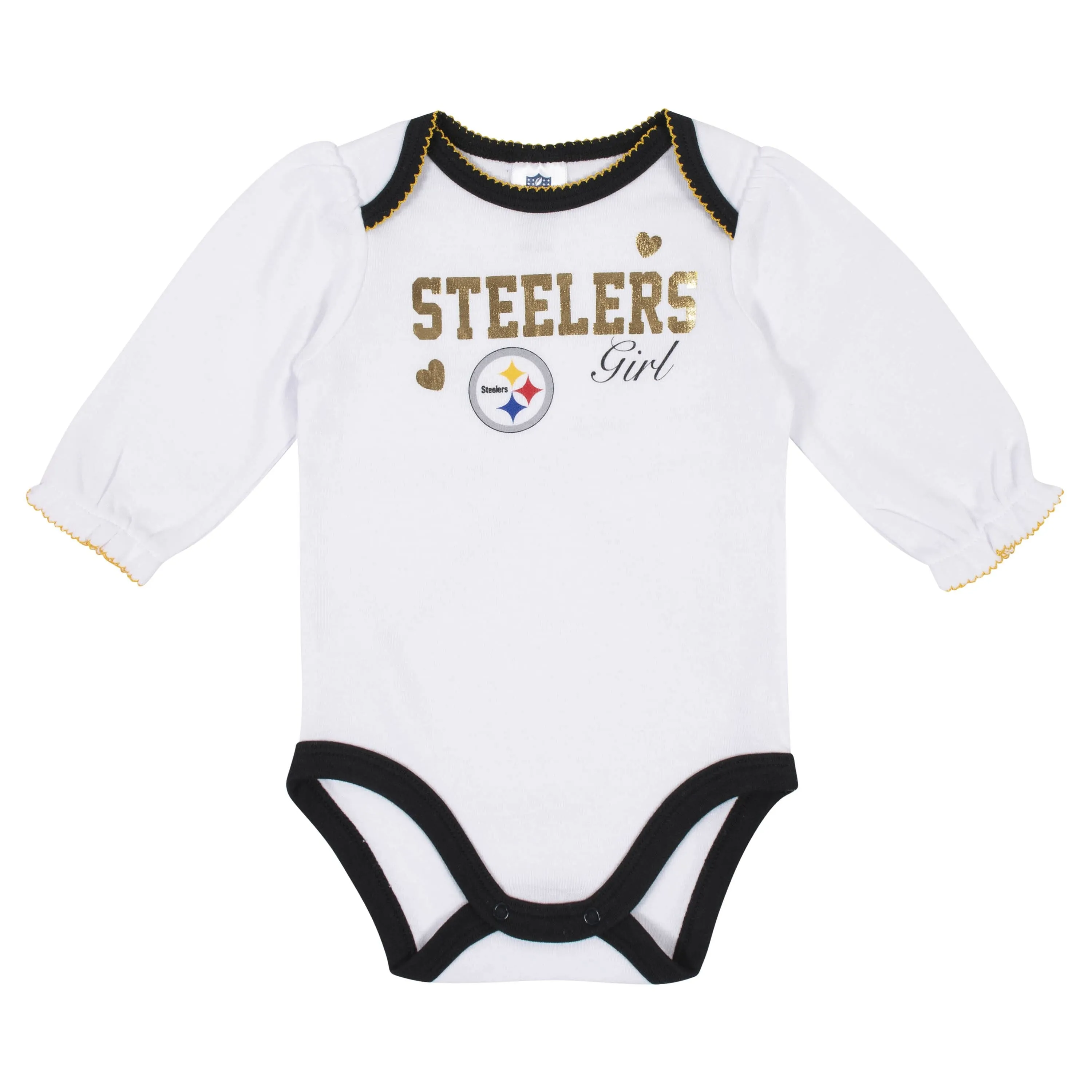 Baby Girls Pittsburgh Steelers Long Sleeve Bodysuit, 2-pack 