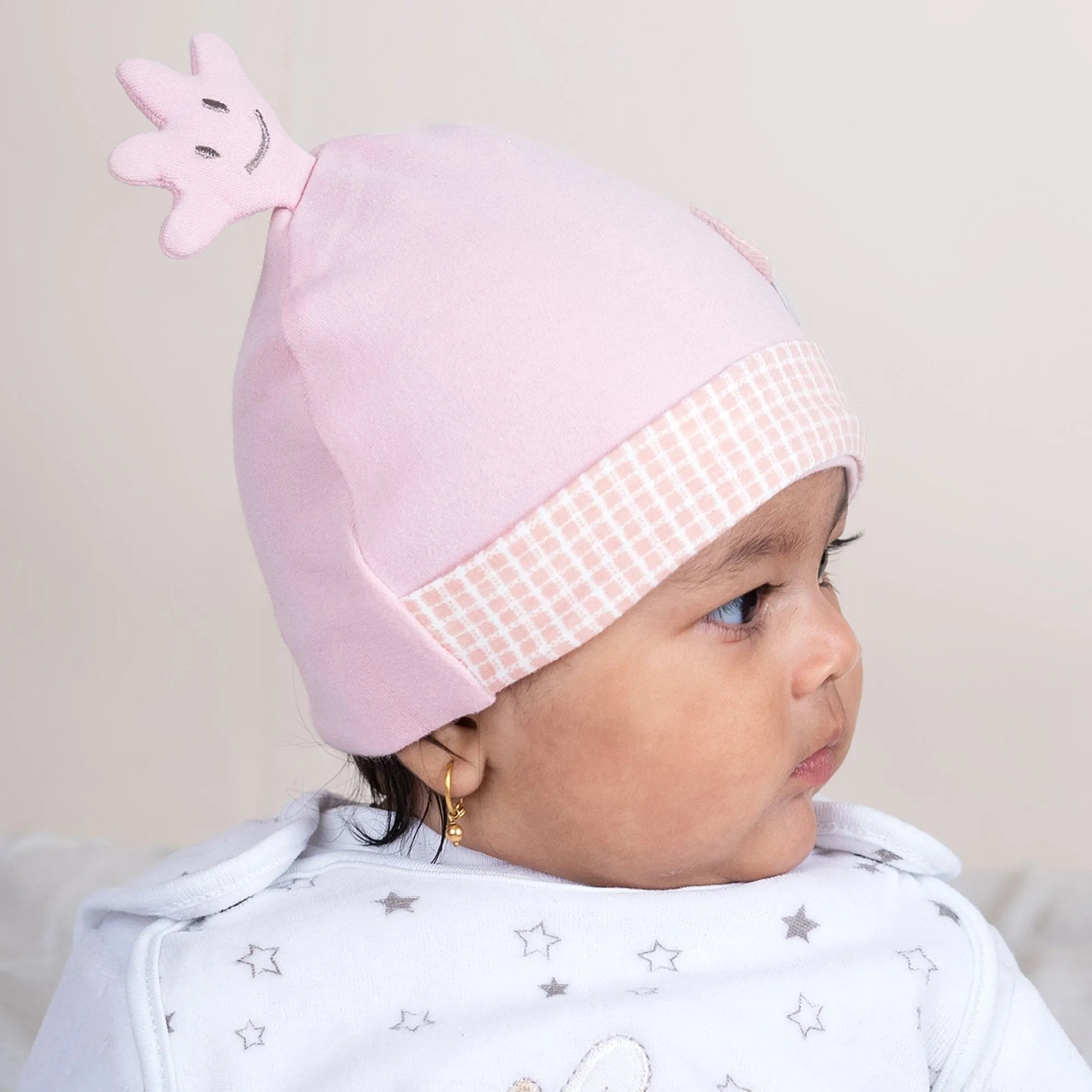 Baby Moo Antler All Season Stretchable Hosiery Warm 3D Beanie Cap - Pink