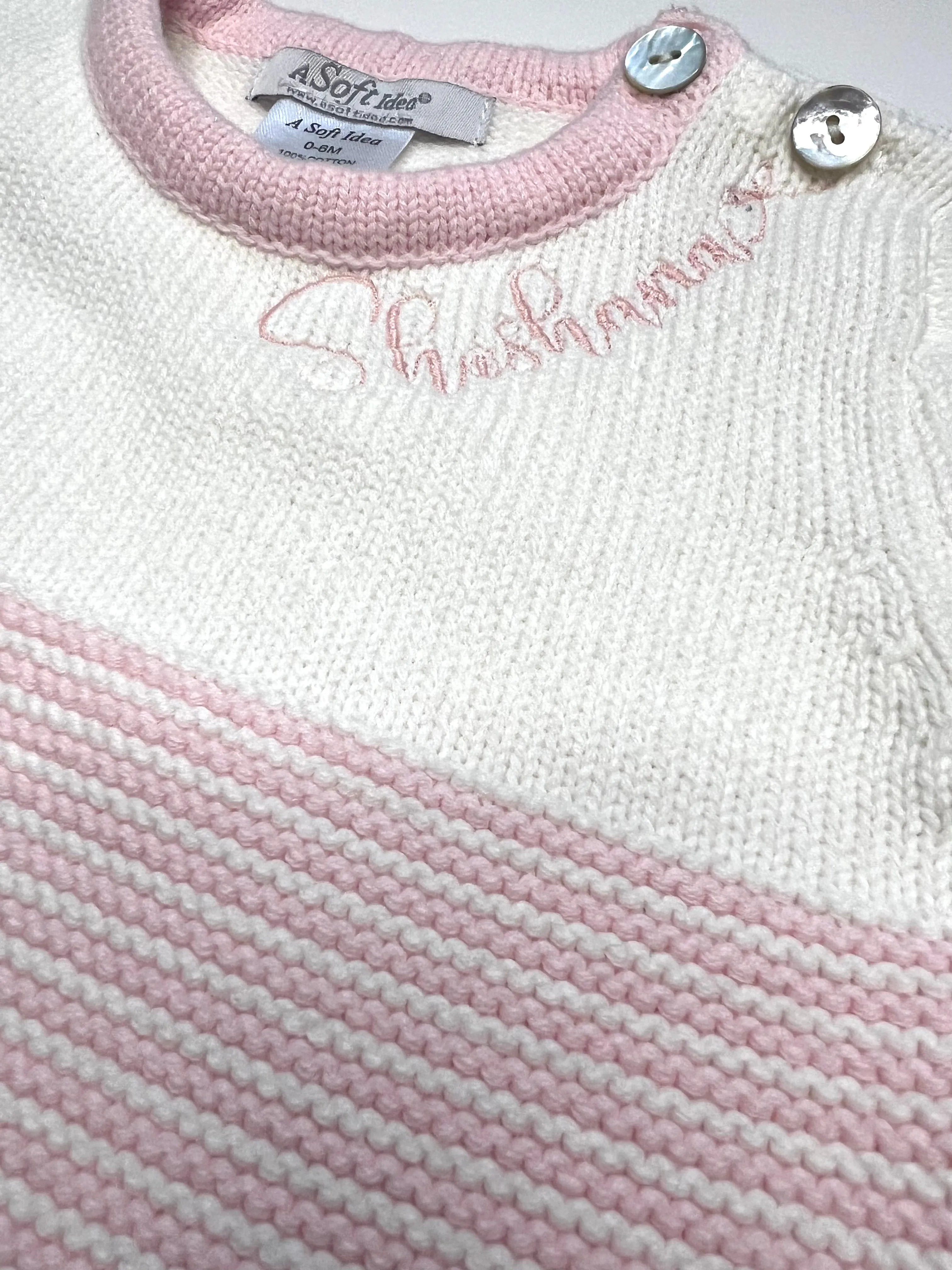 Baby Seed Stitch Striped Cotton Jumper