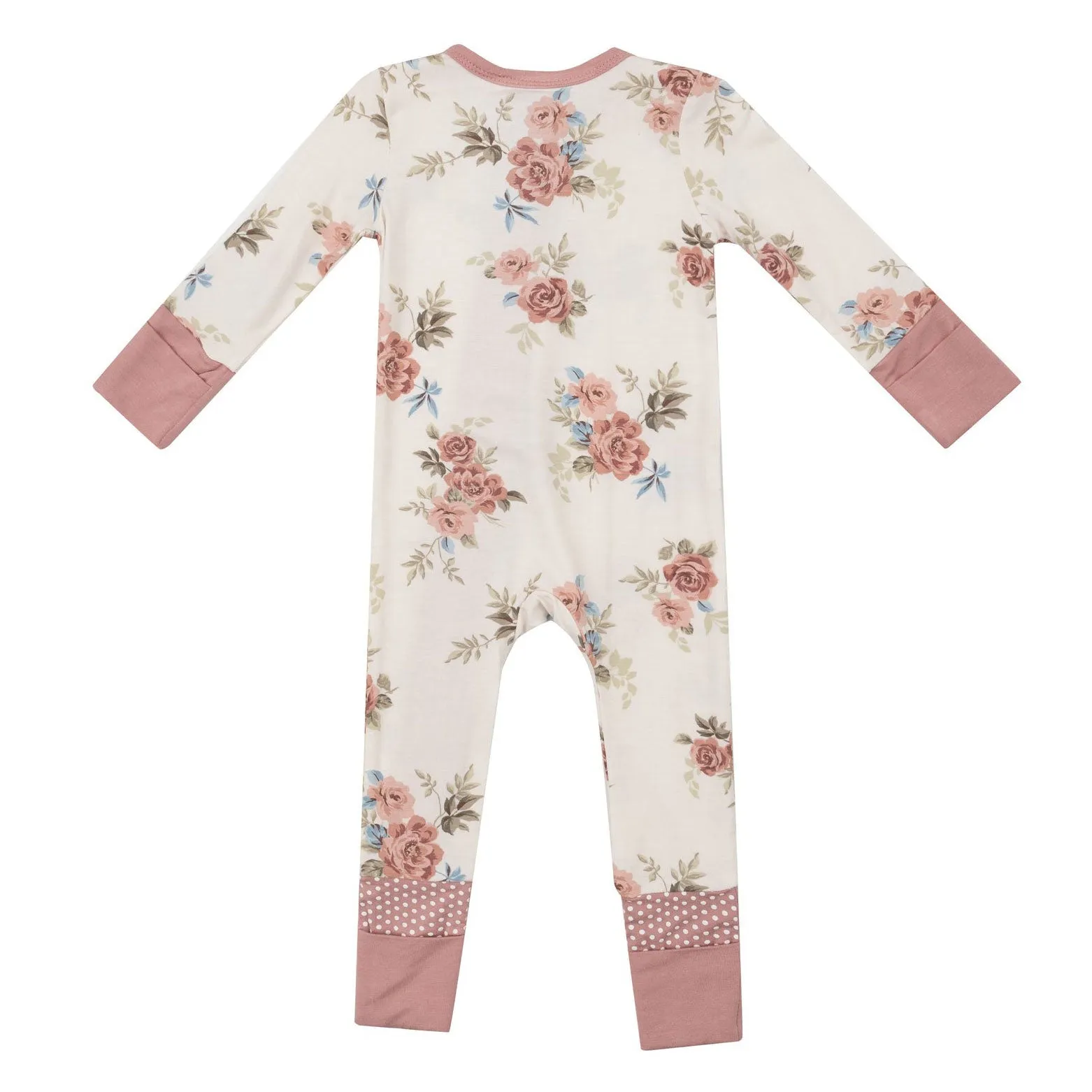 Bamboo 2 Way Zipper Romper - Romantic Roses - Pink