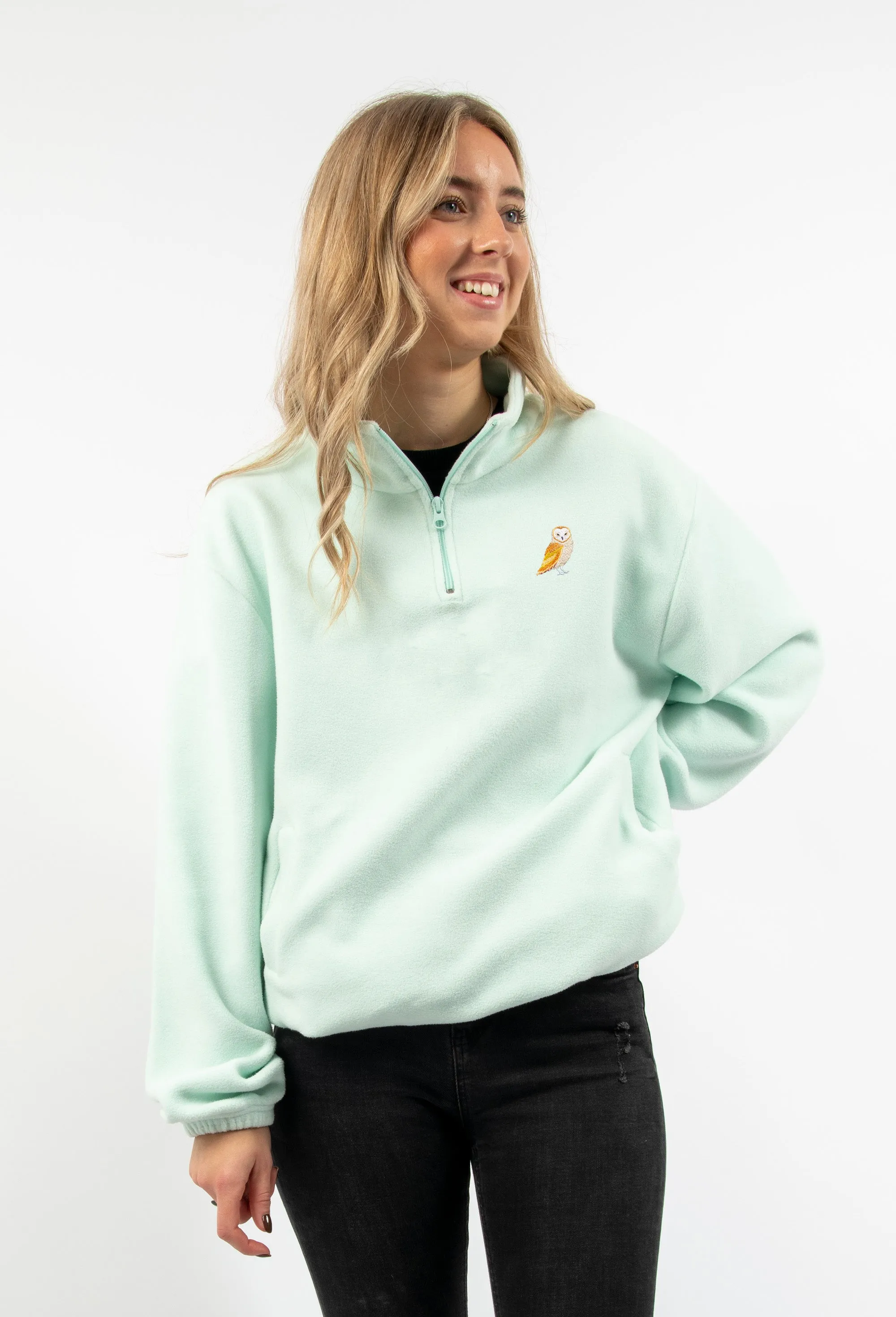 barn owl unisex 1/4 zip fleece