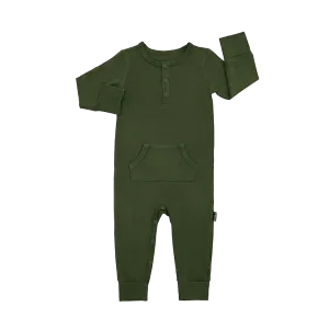 BELAN J Long Sleeves Pocket Romper 6-12m - Forest Green