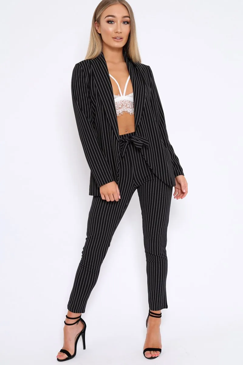 Black and White Striped Blazer - Wendi