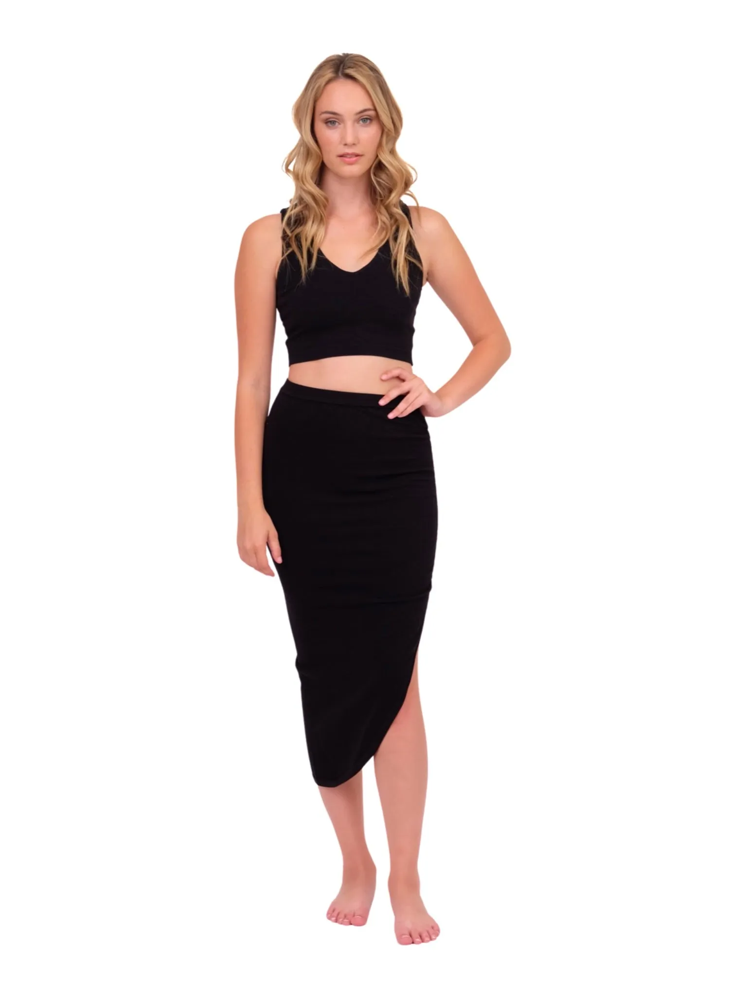 Black Asymmetrical Ruched Skirt