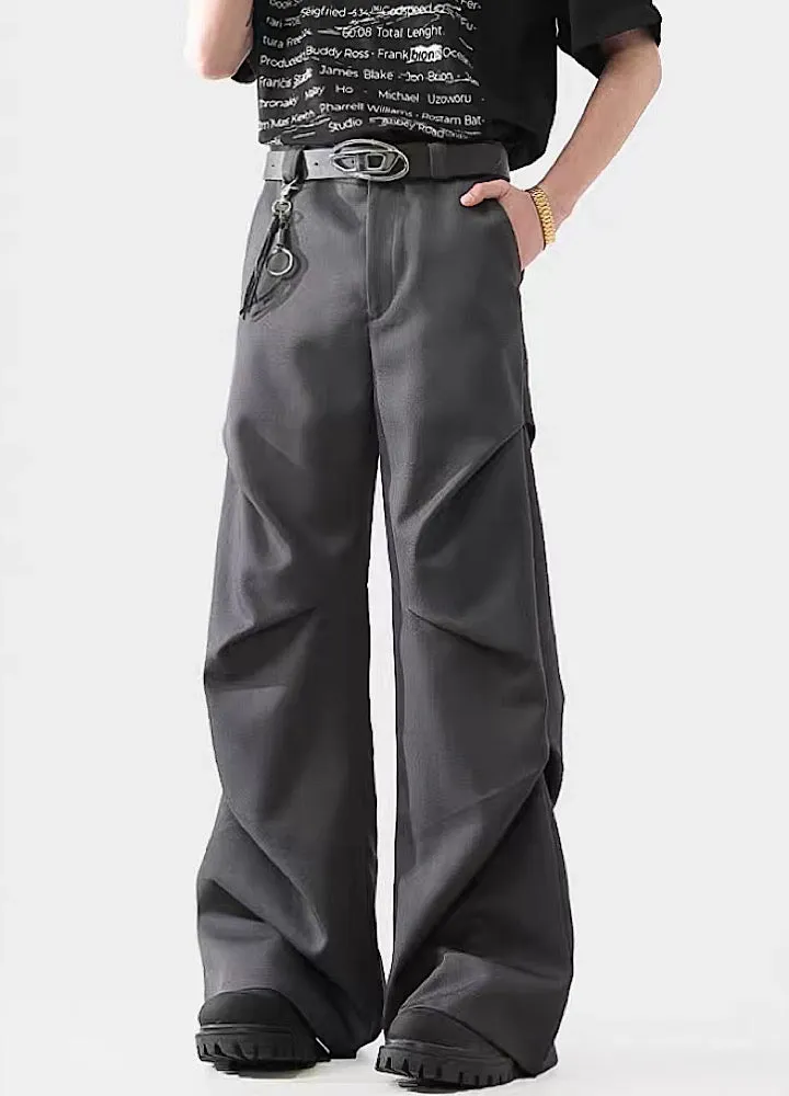 Black Avant-Garde Wide-Leg Utility Pants