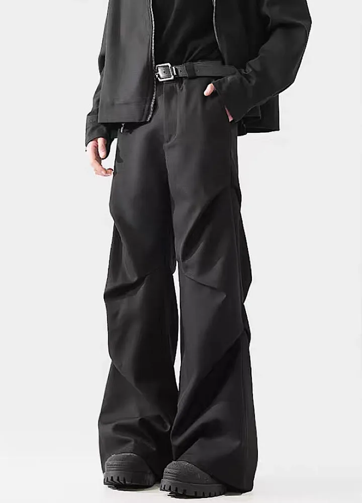 Black Avant-Garde Wide-Leg Utility Pants